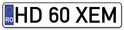 Placuta inmatriculare numar auto  HD-60-XEM, HD 60 XEM, HD60XEM