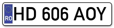 Placuta inmatriculare numar auto  HD-606-AOY, HD 606 AOY, HD606AOY