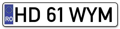 Placuta inmatriculare numar auto  HD-61-WYM, HD 61 WYM, HD61WYM