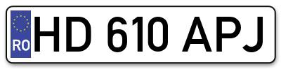 Placuta inmatriculare numar auto  HD-610-APJ, HD 610 APJ, HD610APJ