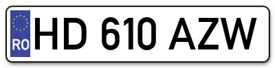 Placuta inmatriculare numar auto  HD-610-AZW, HD 610 AZW, HD610AZW