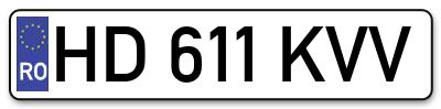 Placuta inmatriculare numar auto  HD-611-KVV, HD 611 KVV, HD611KVV
