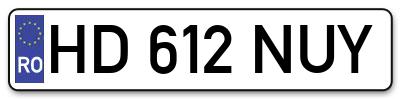 Placuta inmatriculare numar auto  HD-612-NUY, HD 612 NUY, HD612NUY