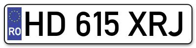 Placuta inmatriculare numar auto  HD-615-XRJ, HD 615 XRJ, HD615XRJ