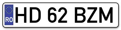 Placuta inmatriculare numar auto  HD-62-BZM, HD 62 BZM, HD62BZM