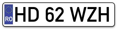 Placuta inmatriculare numar auto  HD-62-WZH, HD 62 WZH, HD62WZH