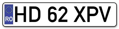 Placuta inmatriculare numar auto  HD-62-XPV, HD 62 XPV, HD62XPV