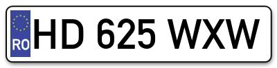 Placuta inmatriculare numar auto  HD-625-WXW, HD 625 WXW, HD625WXW