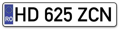 Placuta inmatriculare numar auto  HD-625-ZCN, HD 625 ZCN, HD625ZCN