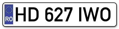 Placuta inmatriculare numar auto  HD-627-IWO, HD 627 IWO, HD627IWO