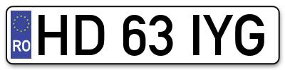 Placuta inmatriculare numar auto  HD-63-IYG, HD 63 IYG, HD63IYG