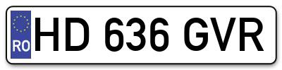 Placuta inmatriculare numar auto  HD-636-GVR, HD 636 GVR, HD636GVR