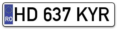 Placuta inmatriculare numar auto  HD-637-KYR, HD 637 KYR, HD637KYR