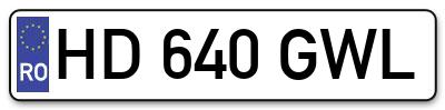 Placuta inmatriculare numar auto  HD-640-GWL, HD 640 GWL, HD640GWL
