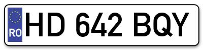 Placuta inmatriculare numar auto  HD-642-BQY, HD 642 BQY, HD642BQY
