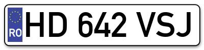 Placuta inmatriculare numar auto  HD-642-VSJ, HD 642 VSJ, HD642VSJ