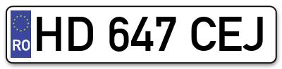 Placuta inmatriculare numar auto  HD-647-CEJ, HD 647 CEJ, HD647CEJ