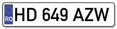 Placuta inmatriculare numar auto  HD-649-AZW, HD 649 AZW, HD649AZW