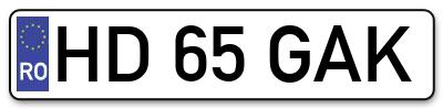 Placuta inmatriculare numar auto  HD-65-GAK, HD 65 GAK, HD65GAK