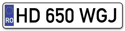 Placuta inmatriculare numar auto  HD-650-WGJ, HD 650 WGJ, HD650WGJ