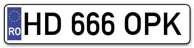 Placuta inmatriculare numar auto  HD-666-OPK, HD 666 OPK, HD666OPK