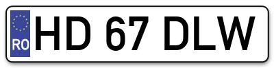 Placuta inmatriculare numar auto  HD-67-DLW, HD 67 DLW, HD67DLW