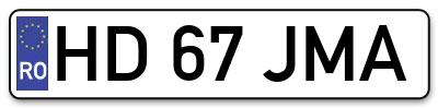 Placuta inmatriculare numar auto  HD-67-JMA, HD 67 JMA, HD67JMA