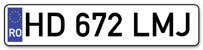Placuta inmatriculare numar auto  HD-672-LMJ, HD 672 LMJ, HD672LMJ
