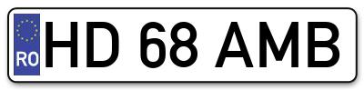 Placuta inmatriculare numar auto  HD-68-AMB, HD 68 AMB, HD68AMB