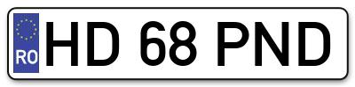 Placuta inmatriculare numar auto  HD-68-PND, HD 68 PND, HD68PND