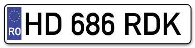 Placuta inmatriculare numar auto  HD-686-RDK, HD 686 RDK, HD686RDK