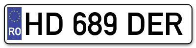 Placuta inmatriculare numar auto  HD-689-DER, HD 689 DER, HD689DER