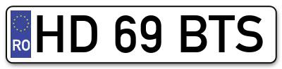 Placuta inmatriculare numar auto  HD-69-BTS, HD 69 BTS, HD69BTS