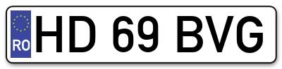 Placuta inmatriculare numar auto  HD-69-BVG, HD 69 BVG, HD69BVG