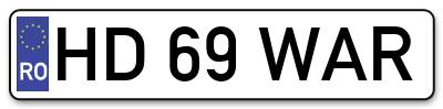 Placuta inmatriculare numar auto  HD-69-WAR, HD 69 WAR, HD69WAR