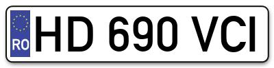 Placuta inmatriculare numar auto  HD-690-VCI, HD 690 VCI, HD690VCI