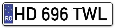 Placuta inmatriculare numar auto  HD-696-TWL, HD 696 TWL, HD696TWL