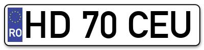 Placuta inmatriculare numar auto  HD-70-CEU, HD 70 CEU, HD70CEU