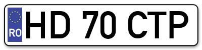 Placuta inmatriculare numar auto  HD-70-CTP, HD 70 CTP, HD70CTP