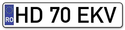 Placuta inmatriculare numar auto  HD-70-EKV, HD 70 EKV, HD70EKV