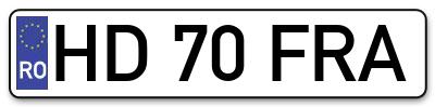 Placuta inmatriculare numar auto  HD-70-FRA, HD 70 FRA, HD70FRA