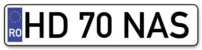 Placuta inmatriculare numar auto  HD-70-NAS, HD 70 NAS, HD70NAS