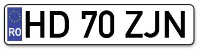 Placuta inmatriculare numar auto  HD-70-ZJN, HD 70 ZJN, HD70ZJN
