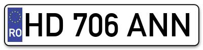 Placuta inmatriculare numar auto  HD-706-ANN, HD 706 ANN, HD706ANN