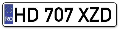 Placuta inmatriculare numar auto  HD-707-XZD, HD 707 XZD, HD707XZD