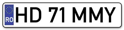 Placuta inmatriculare numar auto  HD-71-MMY, HD 71 MMY, HD71MMY