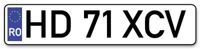 Placuta inmatriculare numar auto  HD-71-XCV, HD 71 XCV, HD71XCV