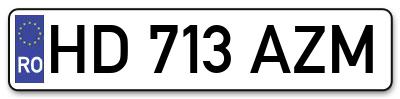 Placuta inmatriculare numar auto  HD-713-AZM, HD 713 AZM, HD713AZM