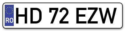 Placuta inmatriculare numar auto  HD-72-EZW, HD 72 EZW, HD72EZW