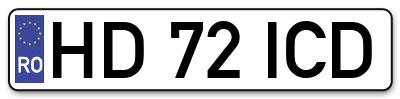 Placuta inmatriculare numar auto  HD-72-ICD, HD 72 ICD, HD72ICD